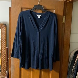 Liz Claiborne Split Crew Neck 3/4 Sleeve Tunic Top Size L